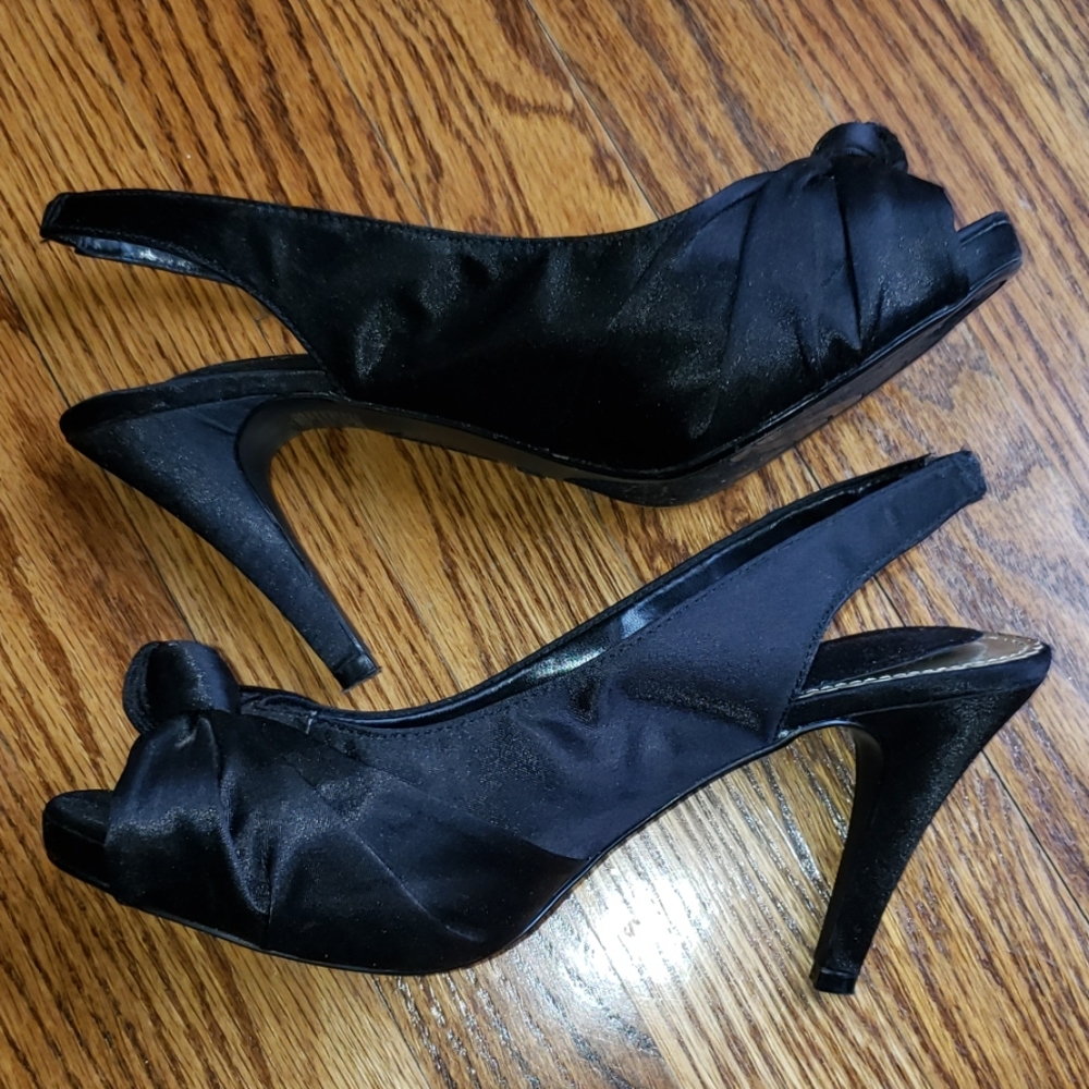 Sling back peau de soie shoes